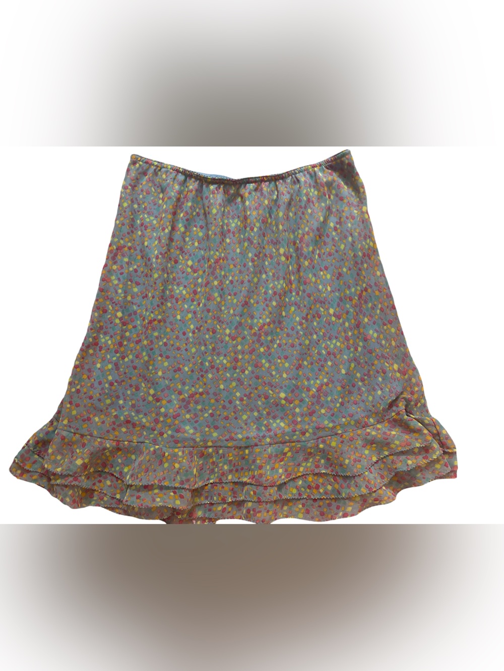 Copper Key Blue Multicolor Dot-Print Ruffled Skirt